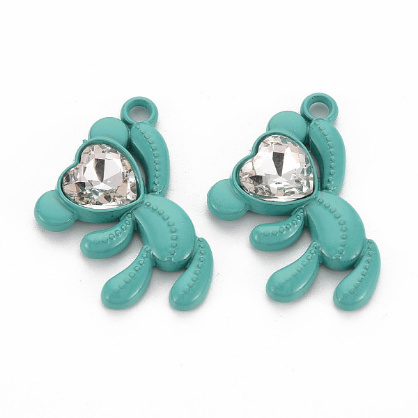 

PandaHall Spray Painted Alloy Rhinestone Pendants, Cadmium Free & Lead Free, Bear, Dark Cyan, 26.5x21.5x4.5mm, Hole: 2mm Alloy+Rhinestone..., Clear
