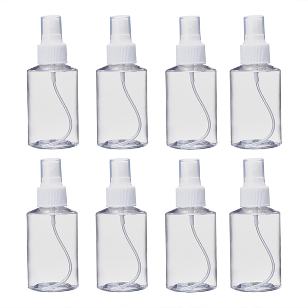 

PandaHall 100ml Refillable PET Plastic Spray Bottles, Empty Pump Bottles for Liquid, Clear, 4.6x11.8cm, Capacity: 100ml(3.38 fl. oz) Plastic...