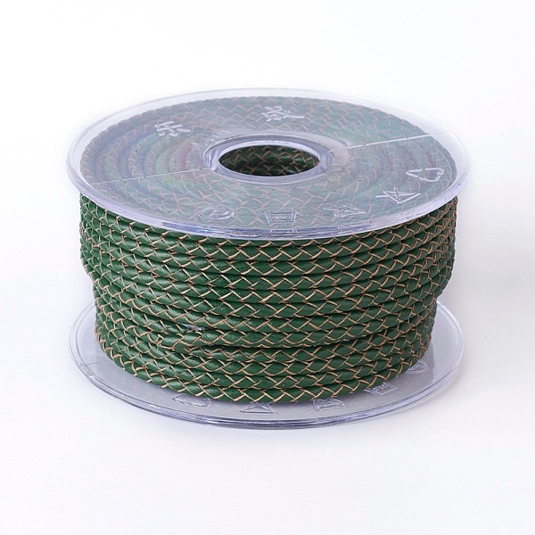 

PandaHall Braided Cowhide Cord, Leather Jewelry Cord, Jewelry DIY Making Material, Dark Green, 3mm, about 5.46 yards(5m)/roll Cowhide Round...