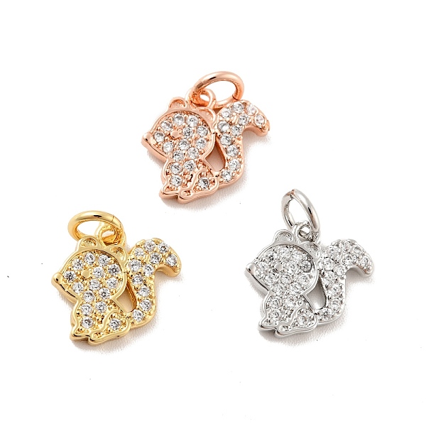 

PandaHall Squirrel Brass Micro Pave Clear Cubic Zirconia Charms, with Jump Ring, Cadmium Free & Lead Free, Mixed Color, 11x12x2mm, Hole: 3mm...