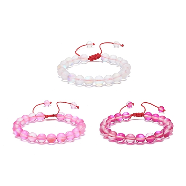 

PandaHall 3Pcs 3 Color Synthetic Moonstone Braided Bead Bracelets, Gemstone Stackable Bracelets for Women, Mixed Color, Inner Diameter..., Multicolor