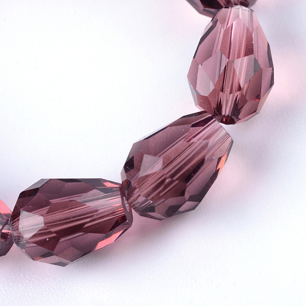 

PandaHall Transparent Glass Bead Strands, Faceted Teardrop, Old Rose, 8x6mm, Hole: 1mm, about 65pcs/strand, 17.99 inch(45.7cm) Glass..., Purple