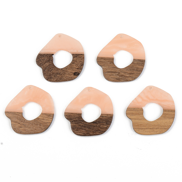 

PandaHall Opaque Resin & Walnut Wood Pendants, Light Salmon, 38x38x3mm, Hole: 2mm Resin+Wood Others Red