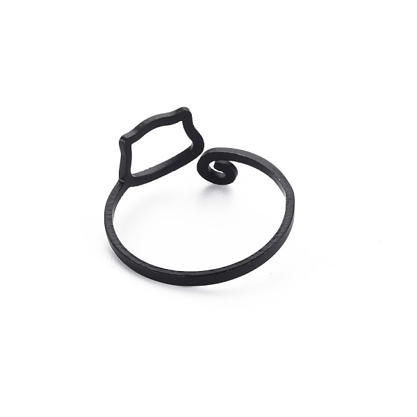 

PandaHall Men's Iron Cuff Finger Rings, Open Rings, Cadmium Free & Lead Free, Cat, Electrophoresis Black, US Size 10(19.8mm) Iron