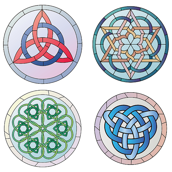 PandaHall GORGECRAFT 8PCS 6.3 Inch Celtic Knot Window Decals Static Triquetra Symbol Glass Sliding Door Sticker Clings Waterproof Vinyl Film...