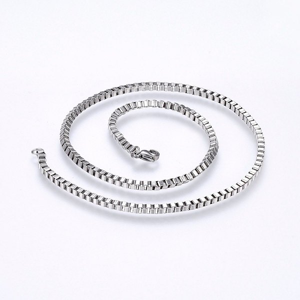 

PandaHall 304 Stainless Steel Box Chain Necklaces, with Lobster Claw Clasps, Stainless Steel Color, 19.7 inch(50cm), 2.5mm 304 Stainless...