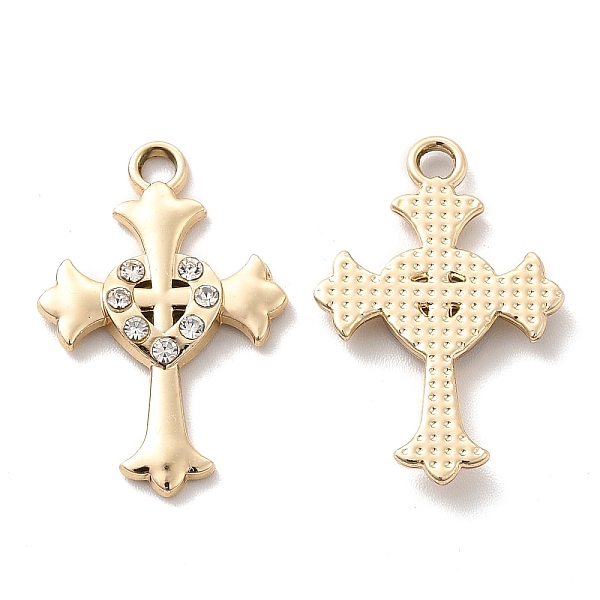 

PandaHall UV Plating Alloy Pendants, with Crystal Rhinestone, Cross with Heart Charms, Golden, 26.5x17.5x2.5mm, Hole: 2.2mm Alloy+Rhinestone..., Clear
