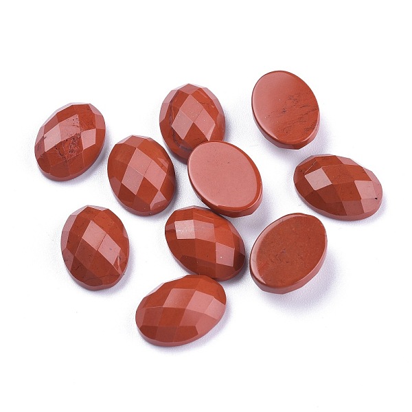 

PandaHall Natural Red Jasper Cabochons, Faceted, Oval, 18x13x6mm Red Jasper Oval