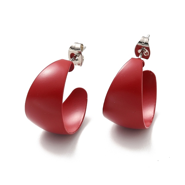 

PandaHall 304 Stainless Steel Chunky Stud Earrings, Half Hoop Earrings for Women, Dark Red, 20x21x12mm, Pin: 0.7mm 304 Stainless Steel Ring
