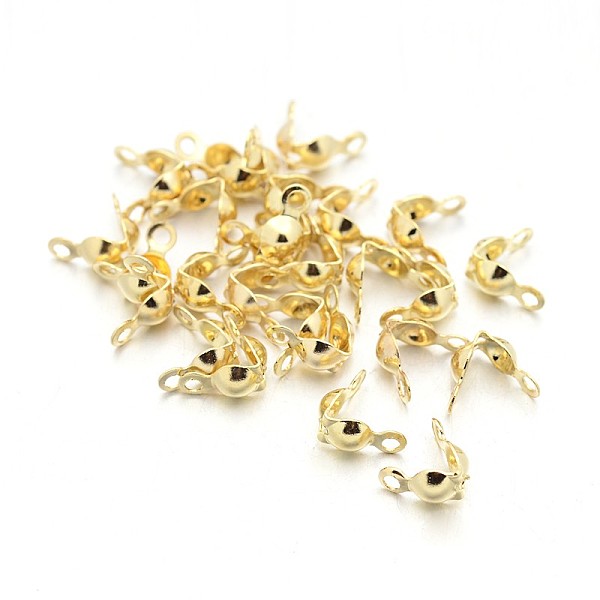 

PandaHall Iron Bead Tips, Calotte Ends, Clamshell Knot Cover, Nickel Free, Golden, 8x4mm, Hole: 1mm, Inner Diameter: 4mm Iron