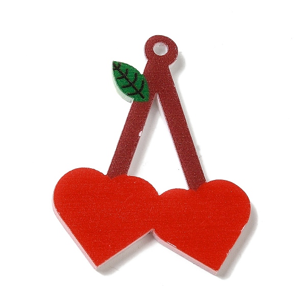 

PandaHall Opaque Resin Pendants, Cartoon Charms, Red, Cherry, 39.5x35x2mm, Hole: 2mm Resin Cherry Red