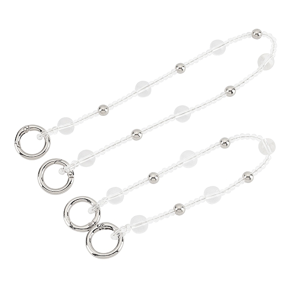 

PandaHall Acrylic Bag Handles, with Zinc Alloy Spring Gate Rings, for Bag Straps Replacement Accessories, Platinum, 305~403mm, Beads: 4.5mm...