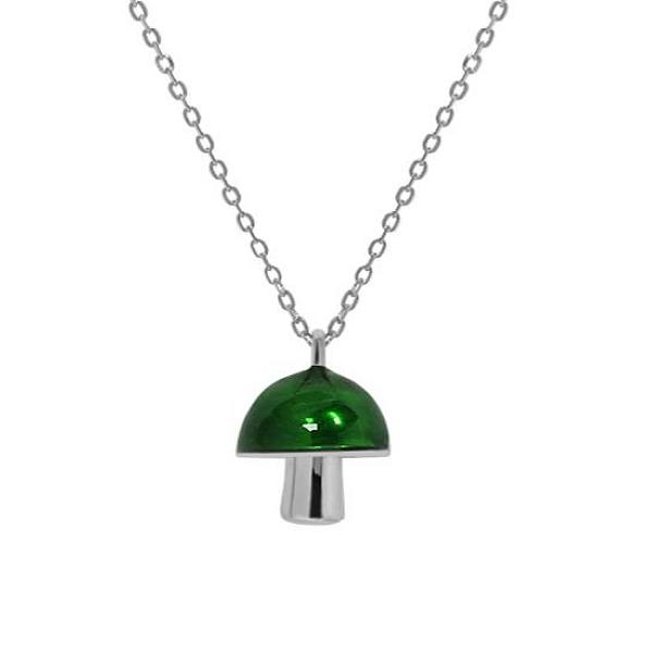 

PandaHall 925 Sterling Silver Enamel Mushroom Pendant Necklaces, Versatile Style Collar Chain for Women, Platinum, Green, 15.75 inch(40cm)...