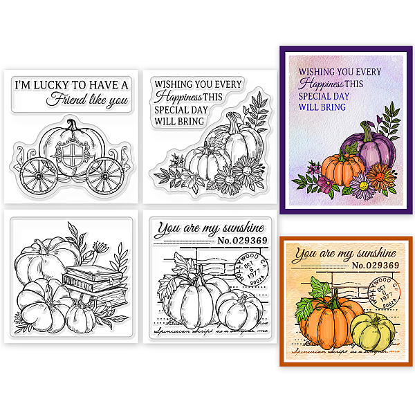 

PandaHall 4Pcs 4 Styles PVC Stamp, for DIY Scrapbooking, Pumpkin, 55x55mm, 1pc/style Plastic Pumpkin