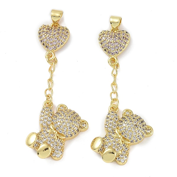 

PandaHall Rack Plating Brass Micro Pave Cubic Zirconia Pendants, Long-Lasting Plated, Lead Free & Cadmium Free, Bear, Real 18K Gold Plated..., Clear