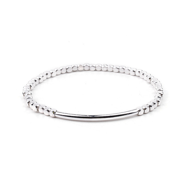 

PandaHall Gold-tone Miyuki Elastic Crystal Beaded Bracelet with Acrylic Tube Beads Other Silver