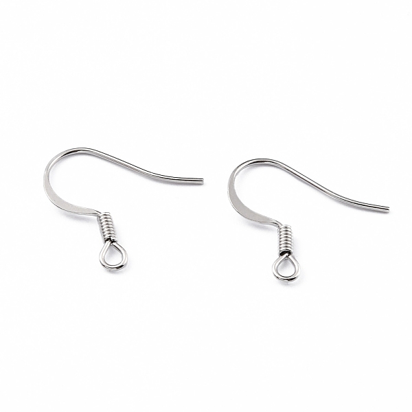 

PandaHall Brass Earring Hooks, Ear Wire, with Horizontal Loop, Platinum, 16~18x16~18x1.5mm, Hole: 2mm, 20 Gauge, Pin: 0.8mm Brass