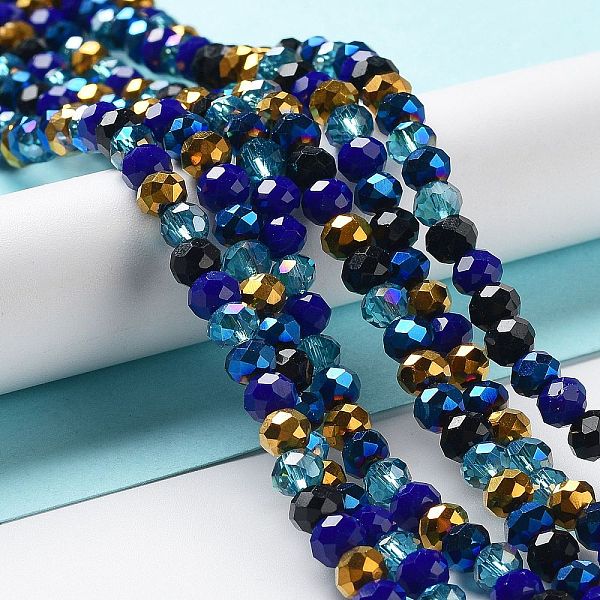 

PandaHall Glass Beads Strands, Faceted, Rondelle, Medium Blue, 6x5mm, Hole: 1mm, about 85~88pcs/strand, 16.1~16.5 inch(41~42cm) Glass...