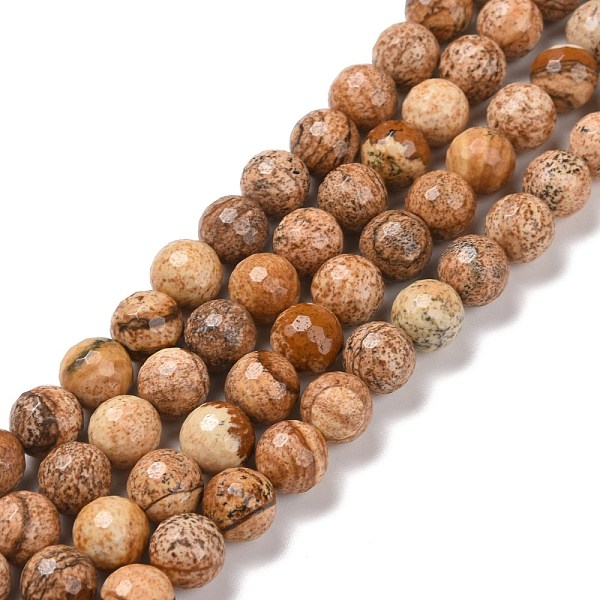 

PandaHall Natural Picture Jasper Beads Strands, Faceted(128 Facets), Round, 8.5mm, Hole: 1.2mm, about 44pcs/strand, 14.76''(37.5cm) Picture...