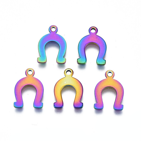 

PandaHall Ion Plating(IP) 201 Stainless Steel Charms, Cadmium Free & Nickel Free & Lead Free, Mark, Rainbow Color, 14x9x1mm, Hole: 1.4mm 201...