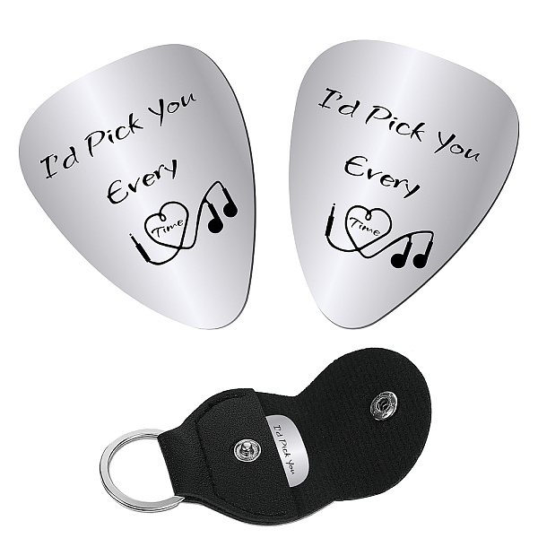 PandaHall CREATCABIN 2pcs I'd Pick You Every Time Guitar Pick Music Gift Acoustic Electric Guitar Bass Rock Pick Accessories for Husband...