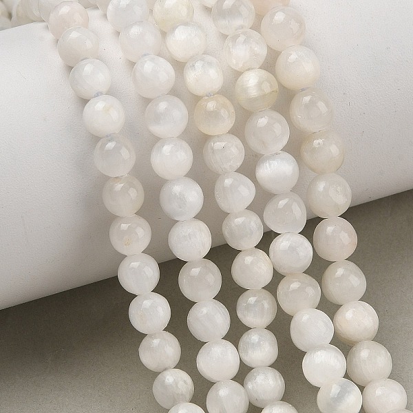 Brins de perles de sélénite naturelles
