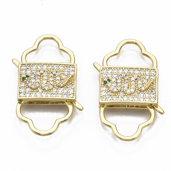 

PandaHall Brass Micro Pave Cubic Zirconia Clasps, Nickel Free, Rectangle with Snake, Real 16K Gold Plated, 33.5x21.5x5mm Brass Clear
