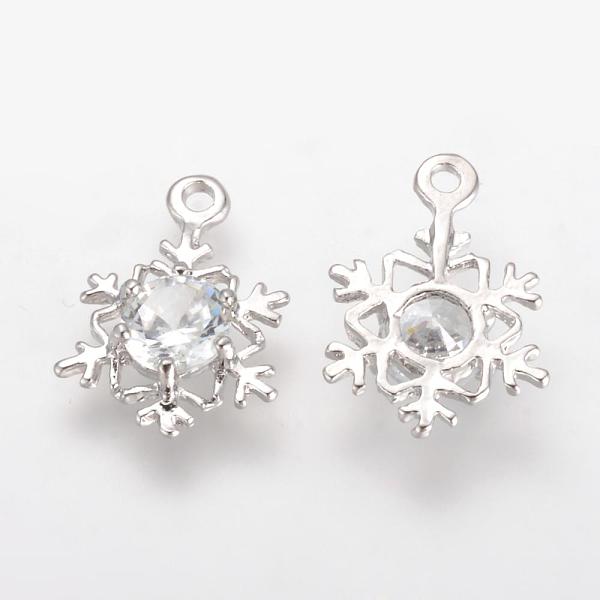 

PandaHall Alloy Cubic Zirconia Pendants, Snowflake, Platinum, 17x12x3.5mm, Hole: 1.5mm Alloy+Cubic Zirconia Snowflake