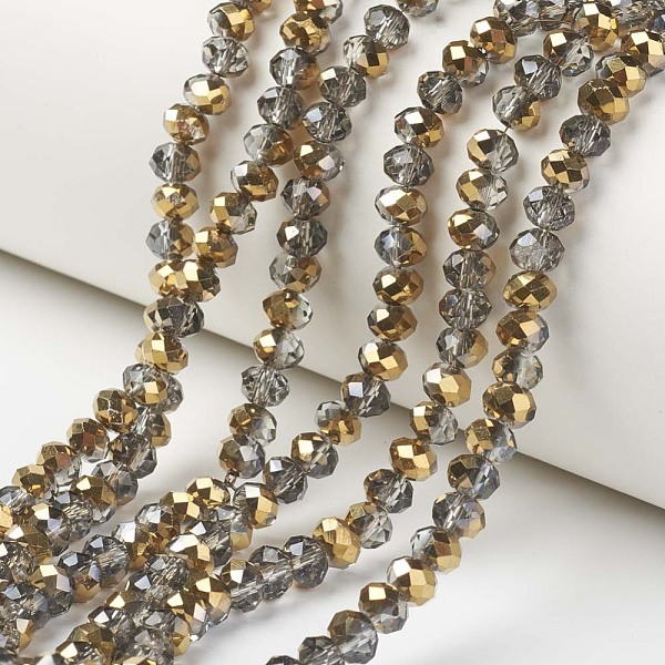 

PandaHall Electroplate Transparent Glass Beads Strands, Half Golden Plated, Faceted, Rondelle, Goldenrod, 3x2mm, Hole: 0.8mm, about..., Gold