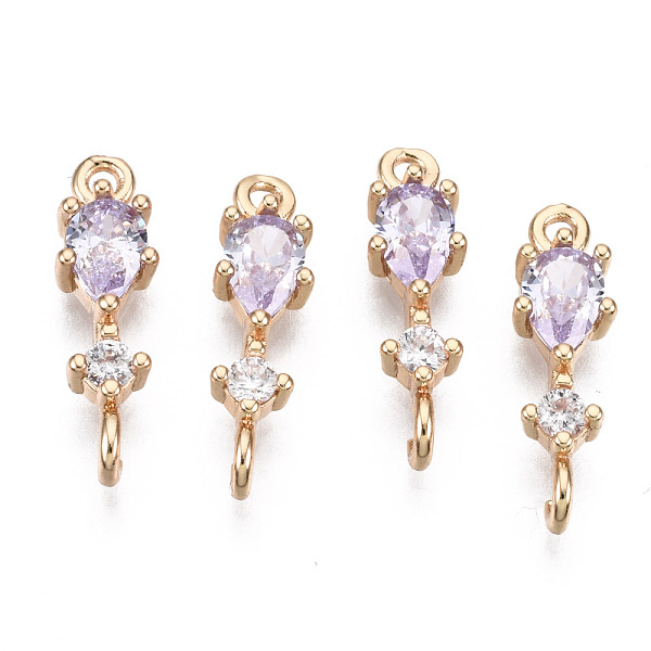 

PandaHall Brass Micro Pave Cubic Zirconia Links Connectors, with Glass, Long-Lasting Plated, Light Gold, Teardrop, Thistle, 17x5x3.5mm, Hole..., Purple