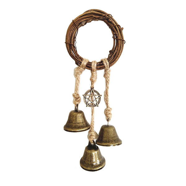

PandaHall Witch Bell Car Protection Witchcraft Wicca Wind Chime, Bamboo & Rattan Doorbell Porch Garden Window Decoration, with Glass Bottle..., Multicolor
