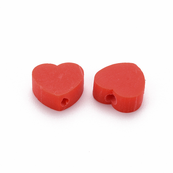 

PandaHall Handmade Polymer Clay Beads, Heart, Red, 8~9x9~10x3~5mm, Hole: 1.2mm Polymer Clay Heart Red