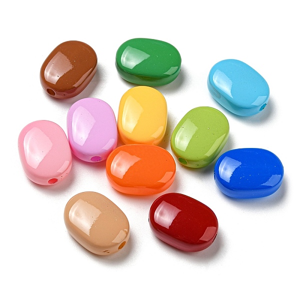 

PandaHall Opaque Acrylic Beads, Oval, Mixed Color, 20x15x8mm, Hole: 2.3mm Acrylic Oval Multicolor