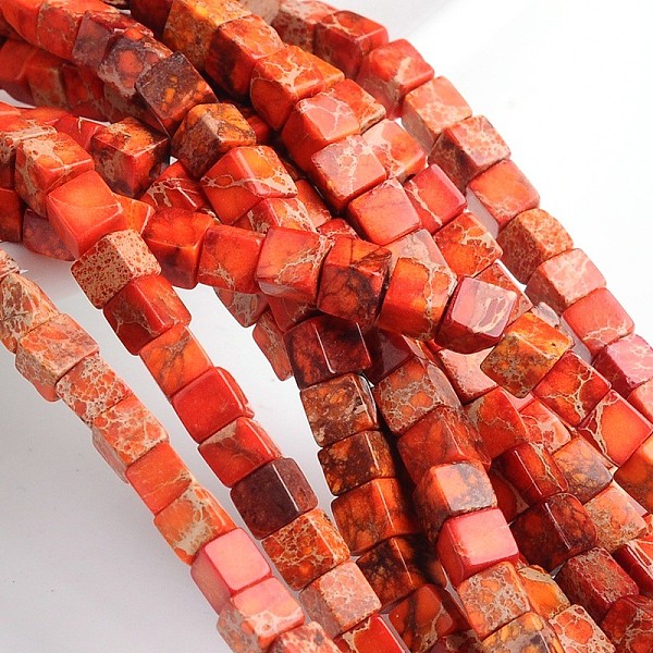 

PandaHall Dyed Natural Imperial Jasper Cube Beads Strands, Orange Red, 6x6x6mm, Hole: 1mm, about 60pcs/strand, 15.3 inch Imperial Jasper...