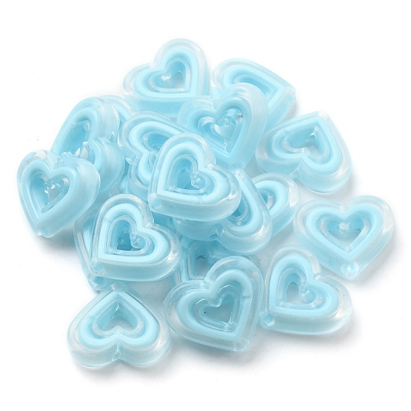 

PandaHall Acrylic Beads, Bead in Bead, Heart, Pale Turquoise, 19.5x23x6mm, Hole: 3mm, about 280pcs/500g Acrylic Heart