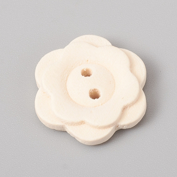 

PandaHall 2-Hole Natural Wood Buttons, for Sewing Crafting, Undyed, Flower, BurlyWood, 20x4.5mm, Hole: 2mm Wood Flower Orange
