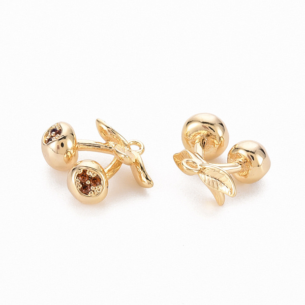 

PandaHall Brass Micro Pave Chocolate Cubic Zirconia Charms, Nickel Free, Cherry, Real 18K Gold Plated, 10x11x5mm, Hole: 1mm Brass+Cubic..., Brown