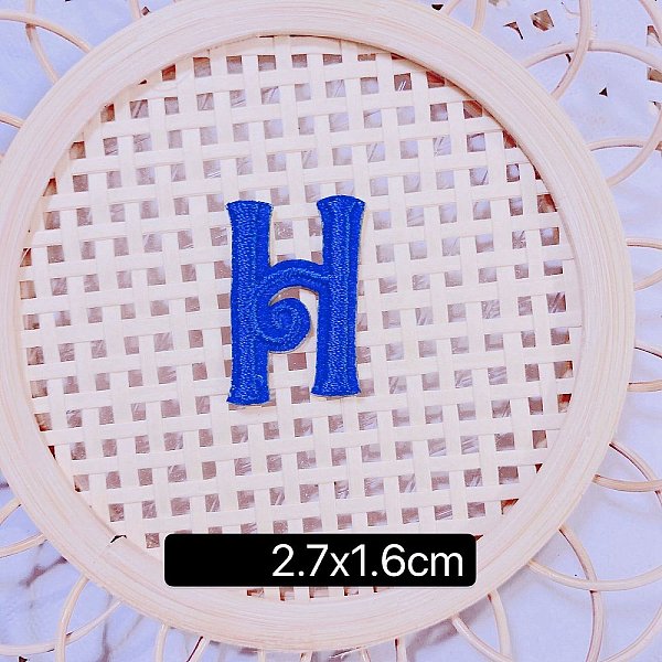 PandaHall (Clearance Sale)Computerized Embroidery Cloth Self Adhesive Patches, Stick on Patch, Costume Accessories, Letter, Blue, H:27x16mm...