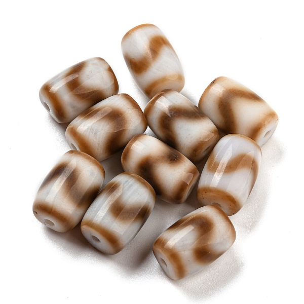 

PandaHall Tibetan Style dZi Beads, Natural Agate Beads, Dyed & Heated, Barrel with Wave Pattern, Saddle Brown, 15.5x11mm, Hole: 1.8mm...