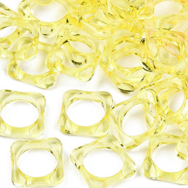 

PandaHall Transparent Acrylic Finger Rings, Square, Yellow, US Size 7 1/2(17.7mm) Acrylic Yellow