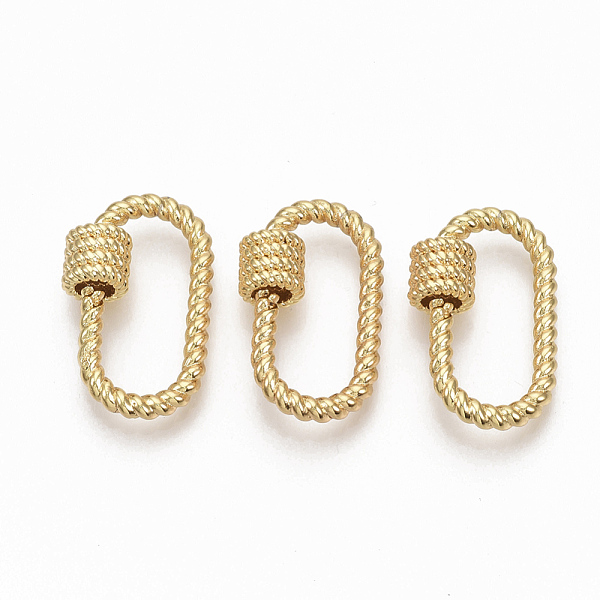 

PandaHall Brass Screw Carabiner Lock Charms, for Necklaces Making, Oval, Golden, 27.5x16.5x3mm, Screw: 8.5x7.5mm Brass Oval