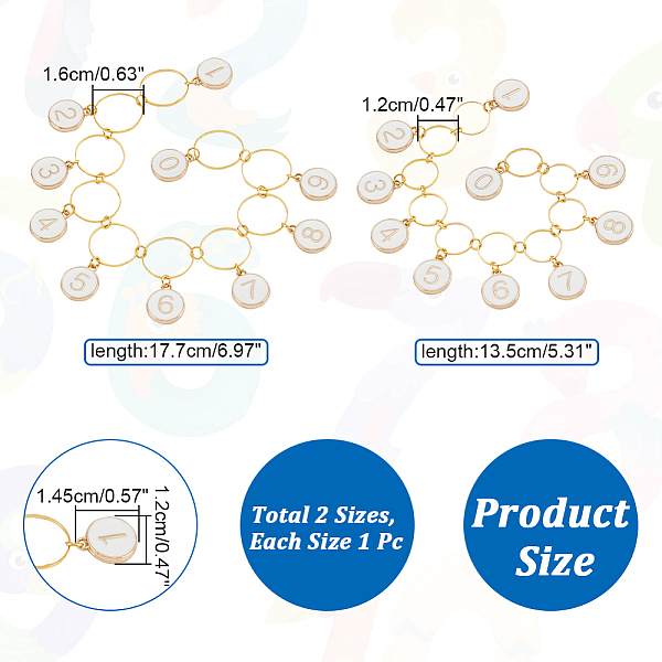 Nbeads 2 個 2 スタイル 合金エナメル フラット ラウンド チャーム 編み列 カウンター チェーン