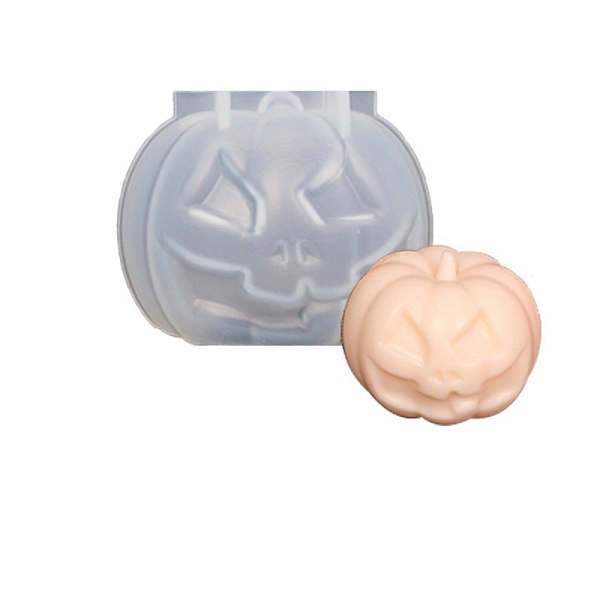 PandaHall DIY Halloween Pumpkin Jack-O'-Lantern Candle Silicone Molds, for Scented Candle Making, White, 5.9x8x7.7cm, Inner Diameter: 4.7cm...
