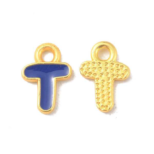 

PandaHall Alloy Enamel Pendants, Matte Gold Color, Letter Charm, Nickel Free, Letter T, 10x7x1.5mm, Hole: 1.6mm Alloy+Enamel Letter T
