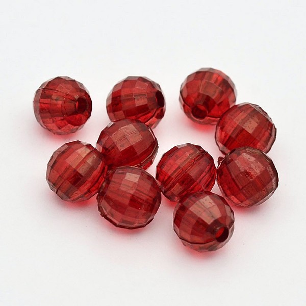 

PandaHall Faceted Round Transparent Acrylic Beads, Dark Red, 10mm, Hole: 1.5mm, about 830pcs/500g Acrylic Round Red
