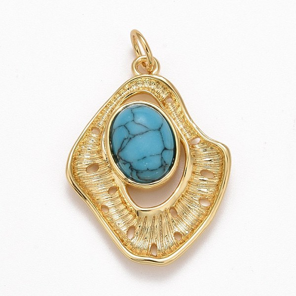 

PandaHall Brass Synthetic Turquoise Pendants, Cadmium Free & Nickel Free & Lead Free, Long-Lasting Plated, with Jump Ring, Nuggets, Real 18K..., Clear