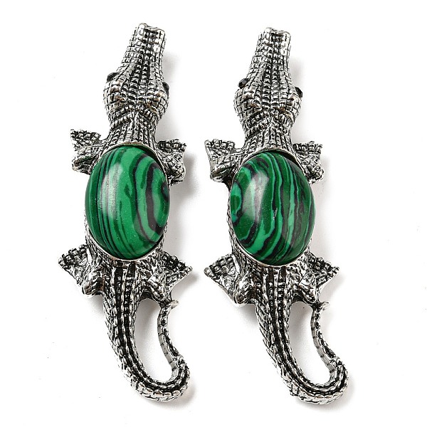 

PandaHall Dual-use Items Alloy Crocodile Brooch, with Natural Green Aventurine, Antique Silver, 67.5x24x10mm, hole: 4x3.5mm Green Aventurine...