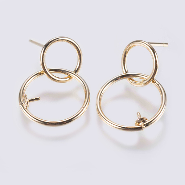 

PandaHall Brass Stud Earring Findings, For Half Drilled Beads, with Steel Pins, Long-Lasting Plated, Nickel Free, Real 18K Gold Plated, Ring...
