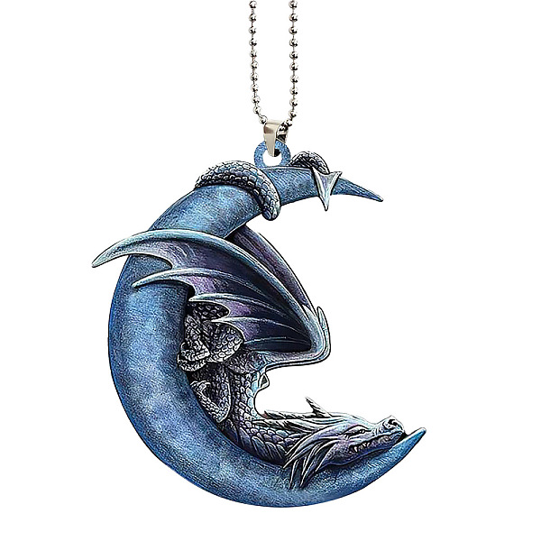 

PandaHall Printed Acrylic Pendant Decorations, with Iron Ball Chain for Car Hanging Decorations, Moon, 100x95x5mm Acrylic Moon