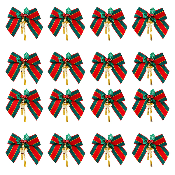 

PandaHall SUPERFINDINGS 40Pcs Polyester Bowknot, Gift Pull Bows, with Iron Wire Twist Ties and Bell, for DIY Gift Wrap Decoration, Christmas..., Red